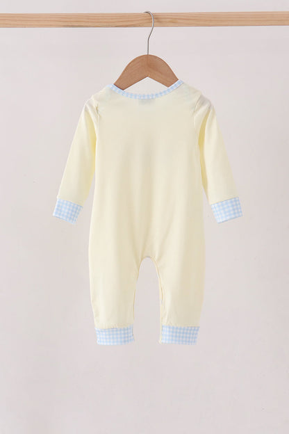 Beige Goose Embroidery Romper