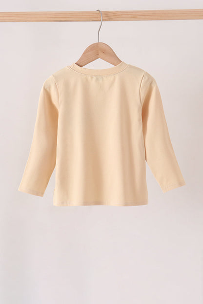 Khaki Cross Deer Embroidery Top
