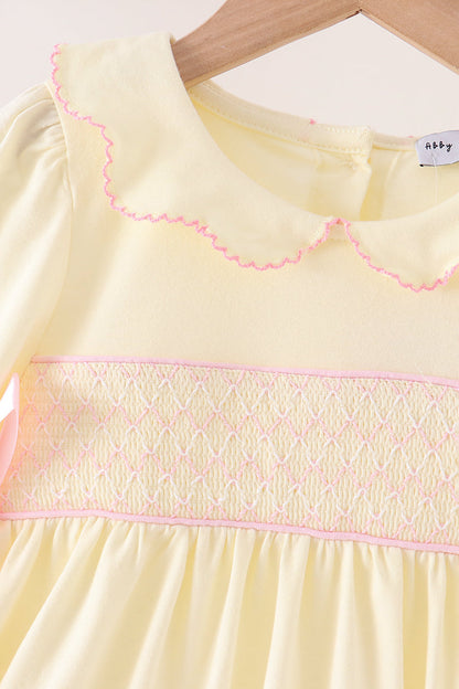 Cream Smocked Bow Dress