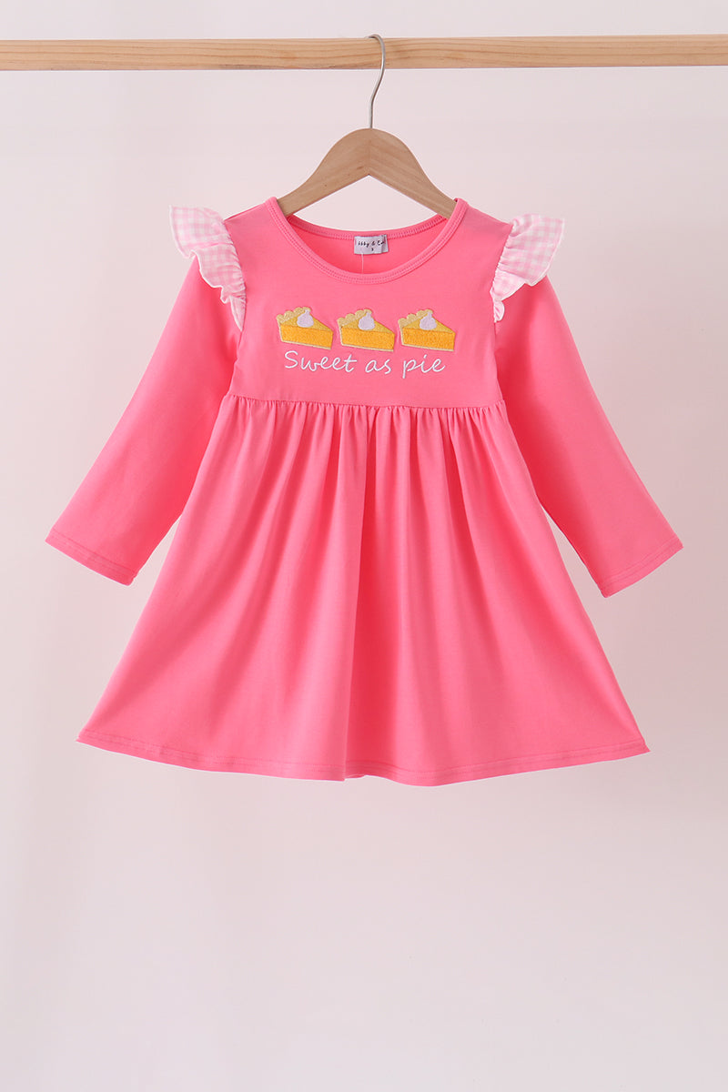 Pink Sweet as Pie Embroidery Ruffle Dress