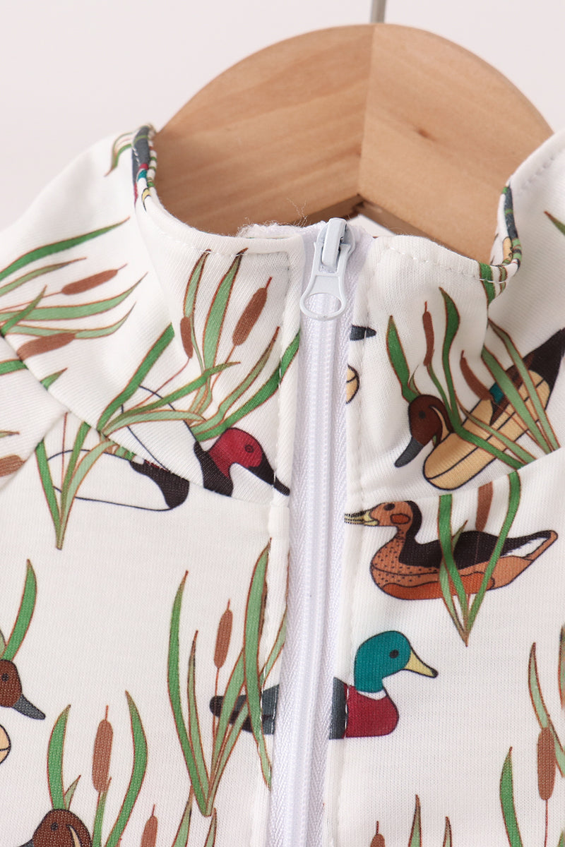 Duck Embroidery Half-Zip Pullover