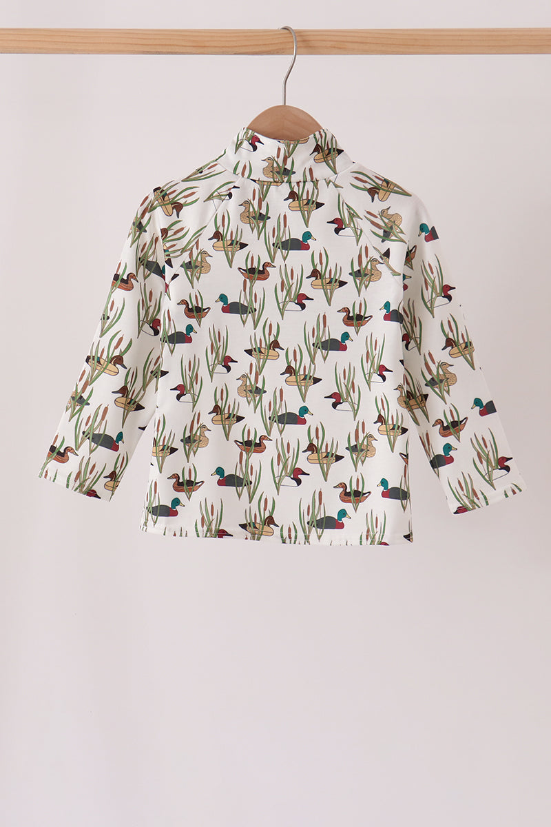 Duck Embroidery Half-Zip Pullover