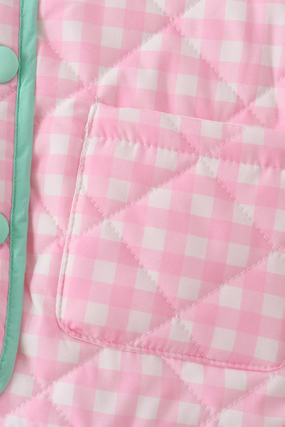 Pink Hydrangea Gingham Ruffle Jacket