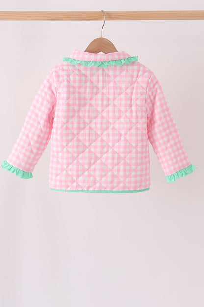 Pink Hydrangea Gingham Ruffle Jacket