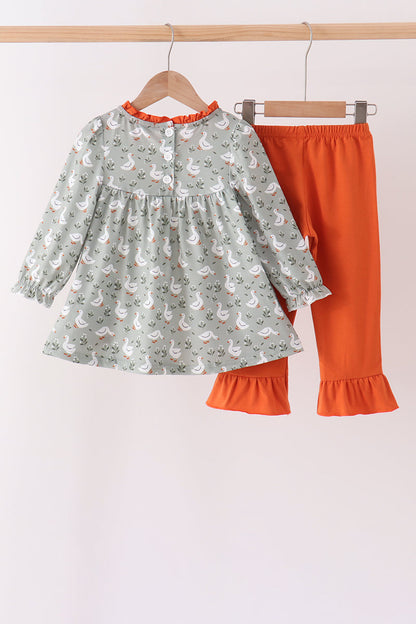 Grey Goose Appliqué Ruffle Pants Set
