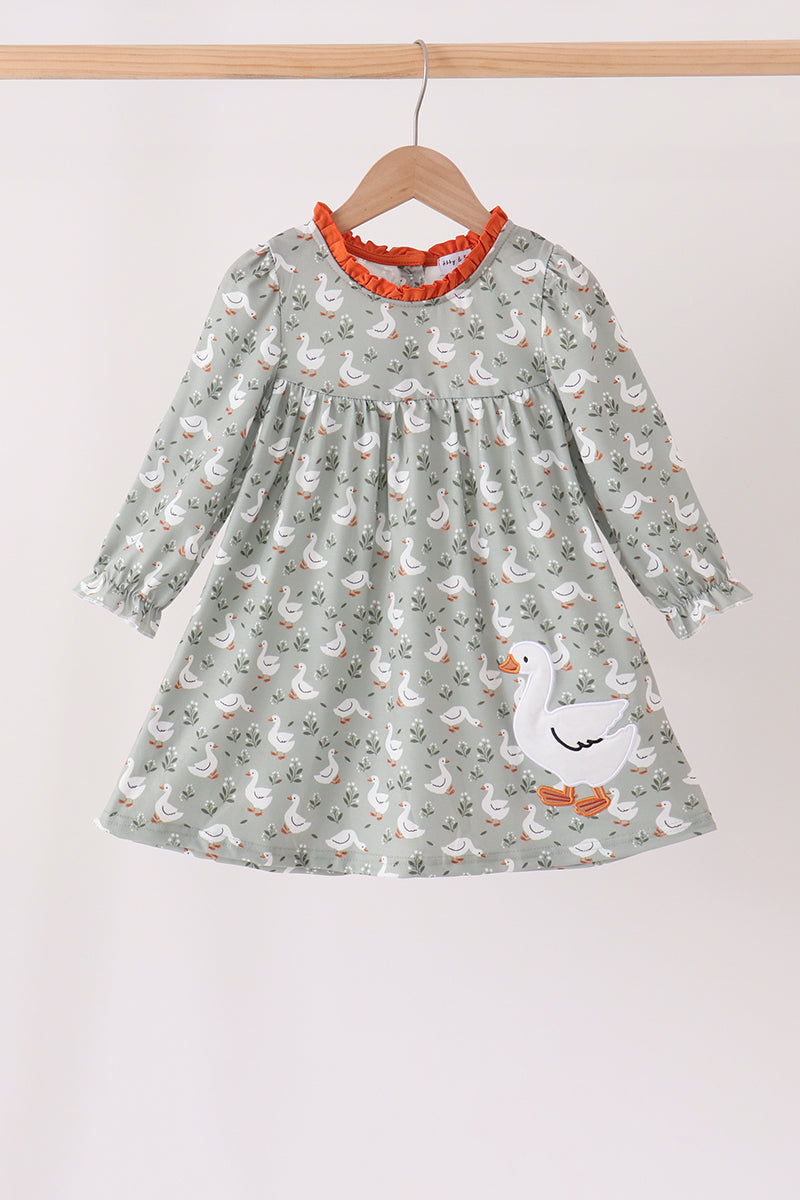Grey Goose Appliqué Ruffle Dress