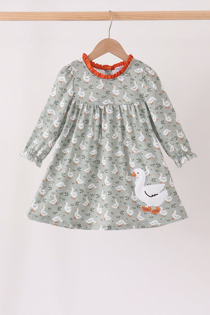 Grey Goose Appliqué Ruffle Dress