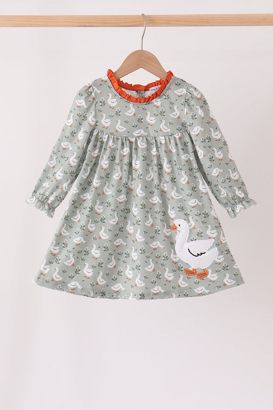 Grey Goose Appliqué Ruffle Dress