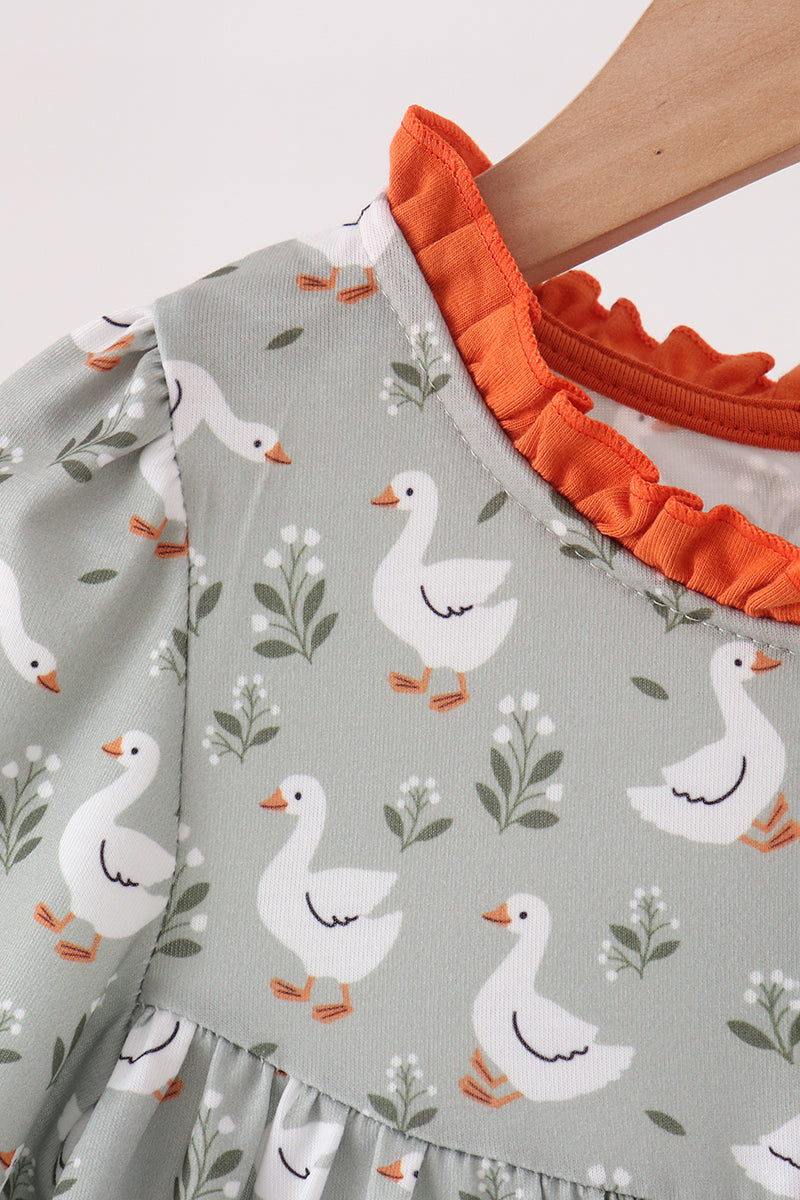Grey Goose Appliqué Ruffle Dress