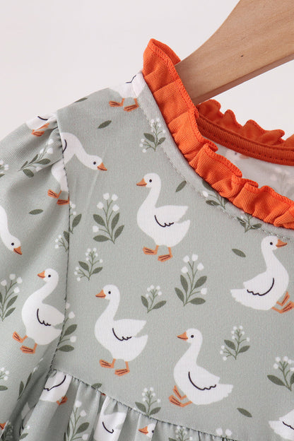 Grey Goose Appliqué Ruffle Dress