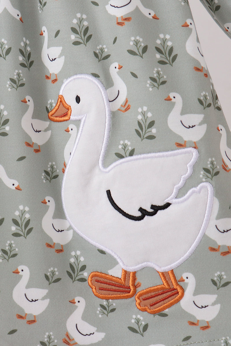 Grey Goose Appliqué Ruffle Dress