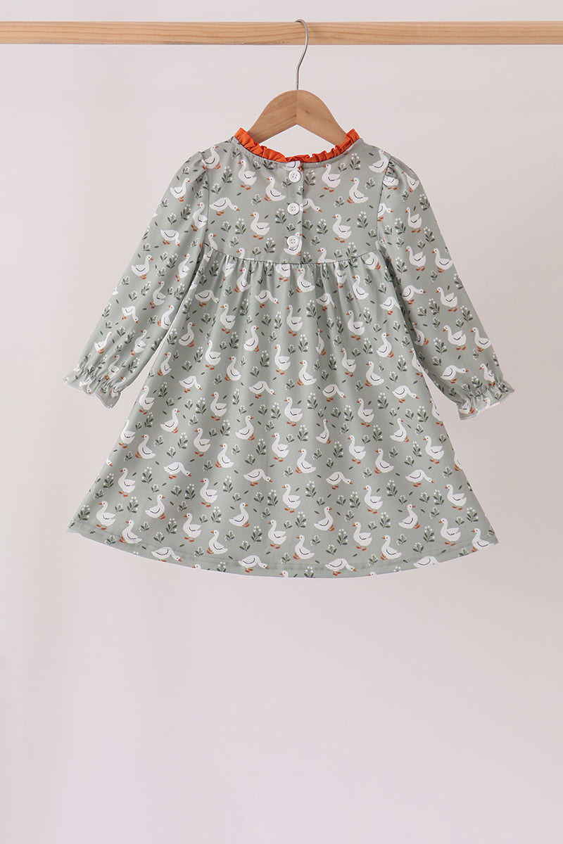 Grey Goose Appliqué Ruffle Dress