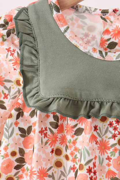 Green Floral Ruffle Bubble