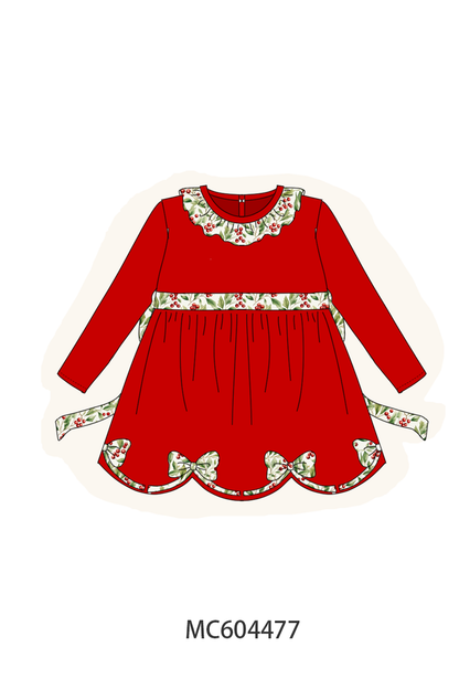 Red Bow Ruffle Dress
