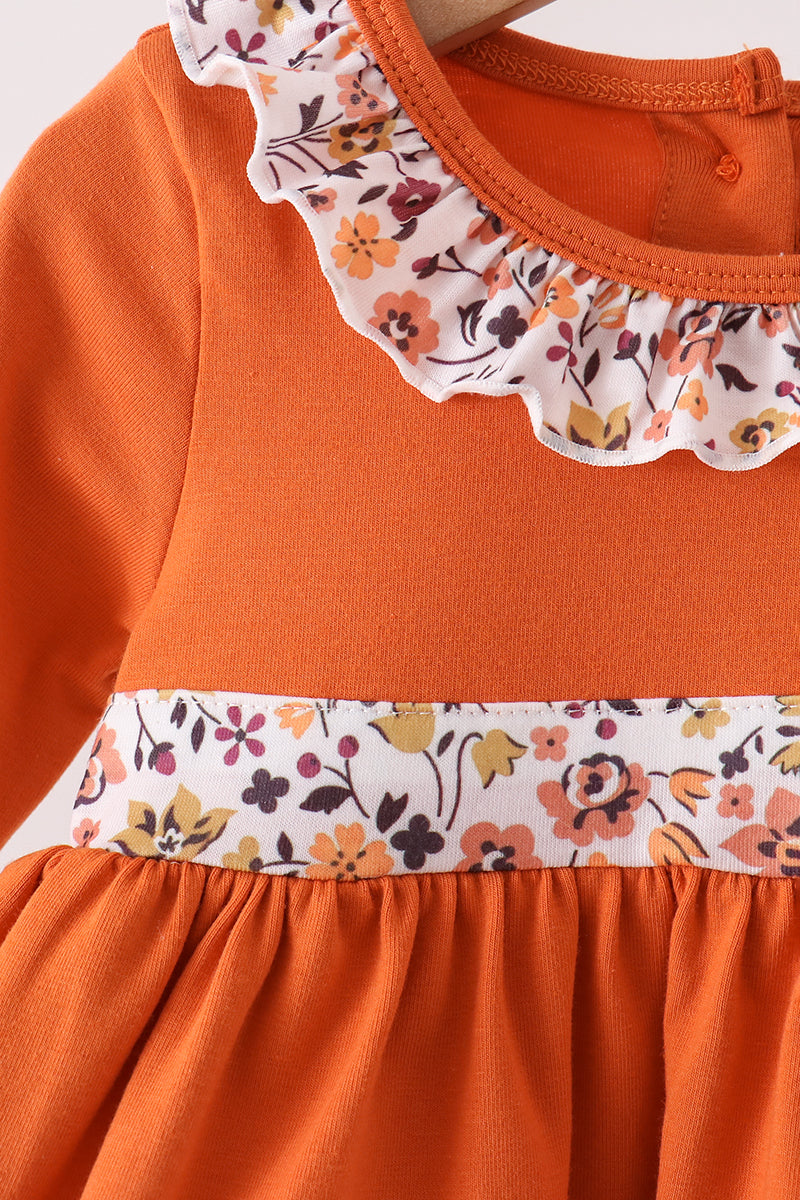 Orange Floral Ruffle Bloomer Set