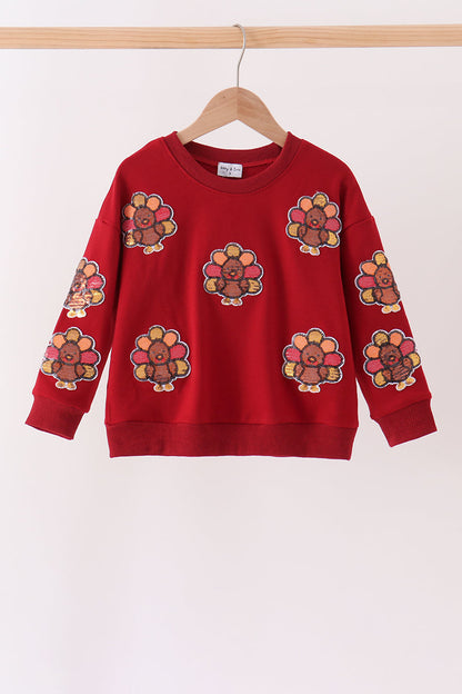 Rust Turkey Sequin Mom & Me Top