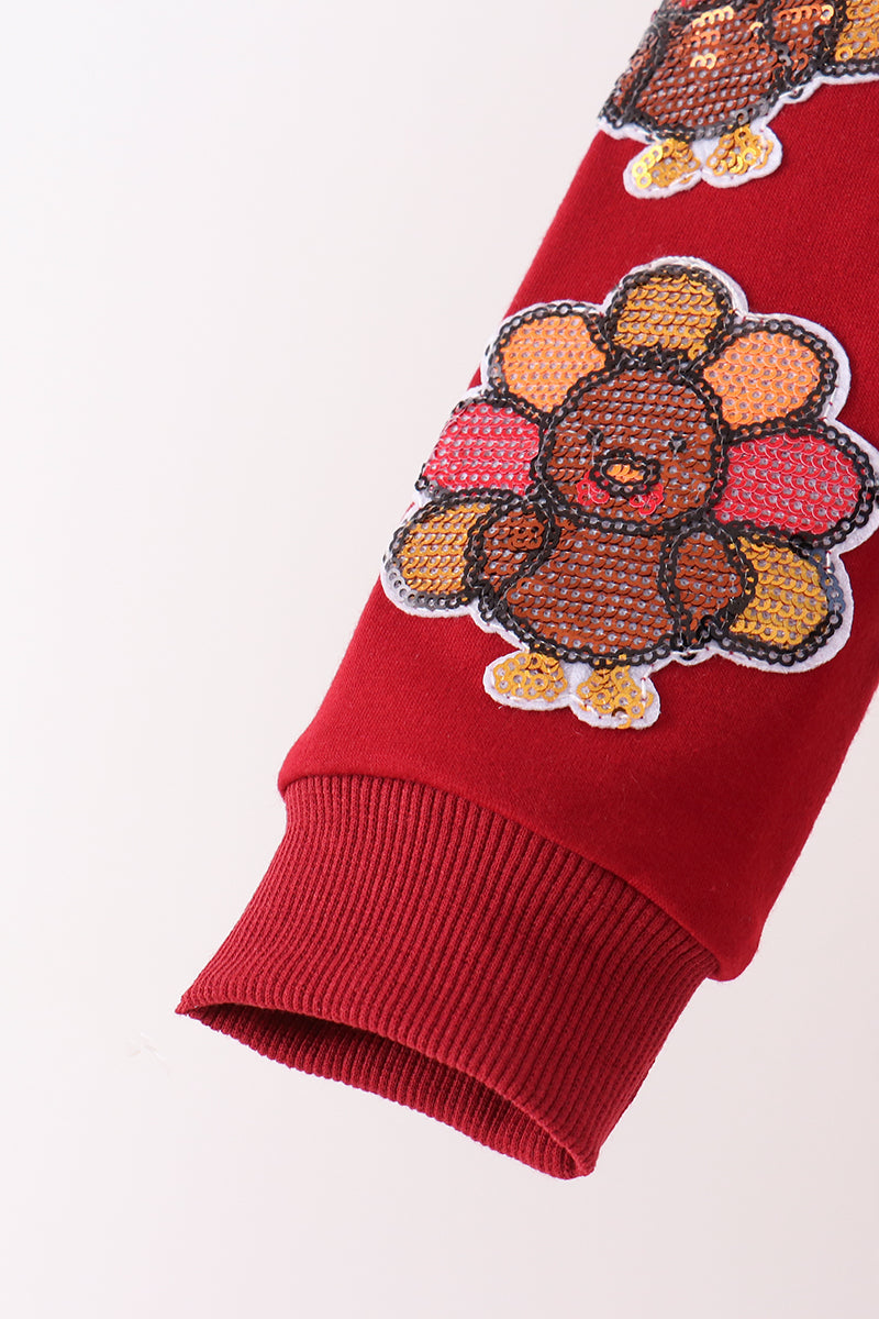 Rust Turkey Sequin Mom & Me Top