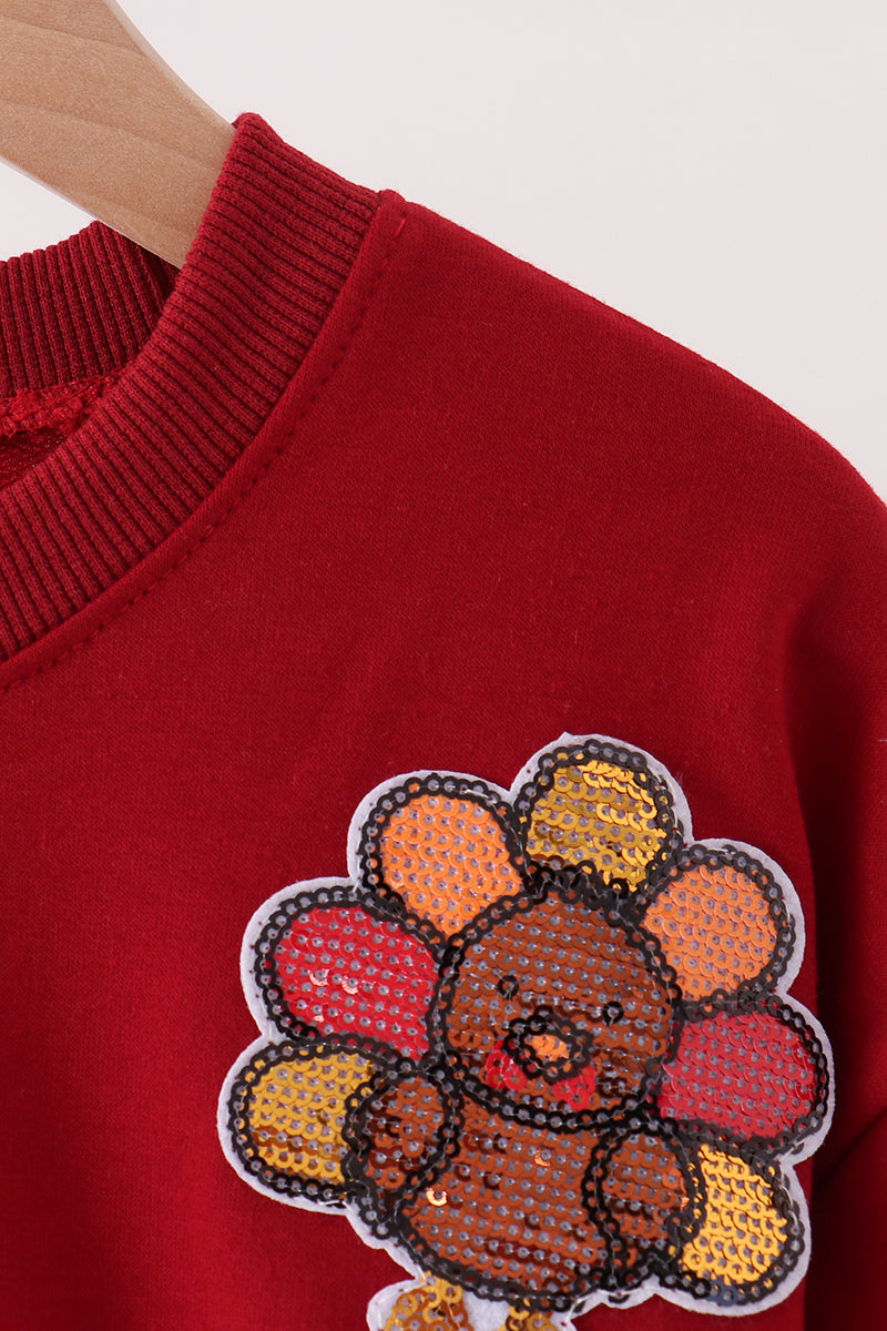 Rust Turkey Sequin Mom & Me Top