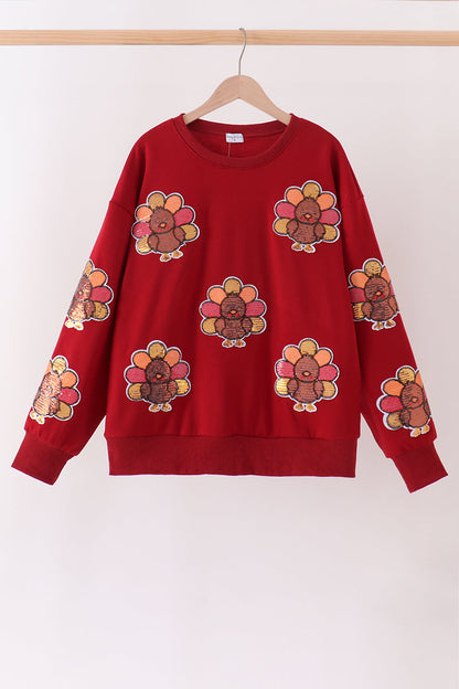 Rust Turkey Sequin Mom & Me Top