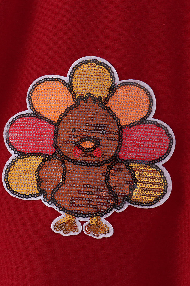 Rust Turkey Sequin Mom & Me Top