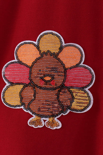 Rust Turkey Sequin Mom & Me Top