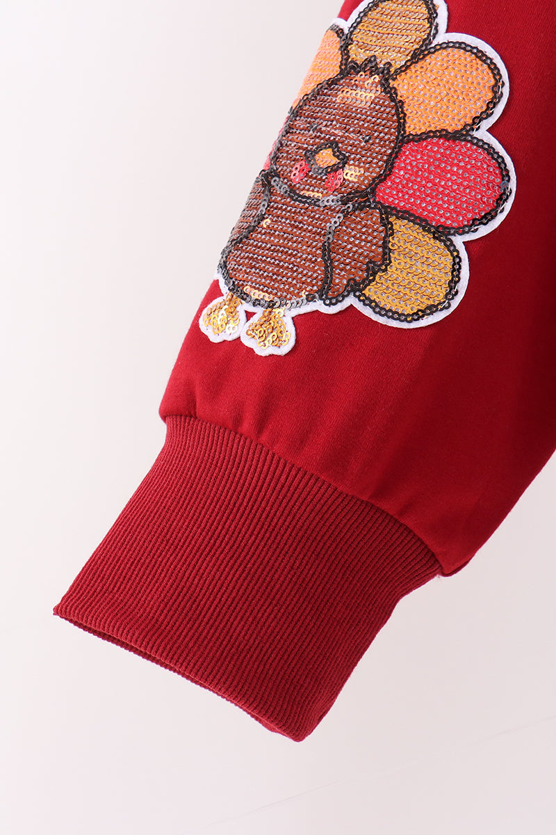 Rust Turkey Sequin Mom & Me Top