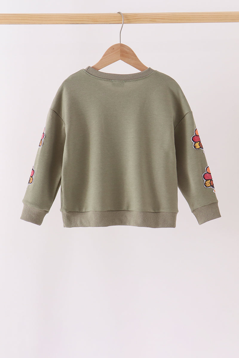 Green Turkey Sequin Mom & Me Top