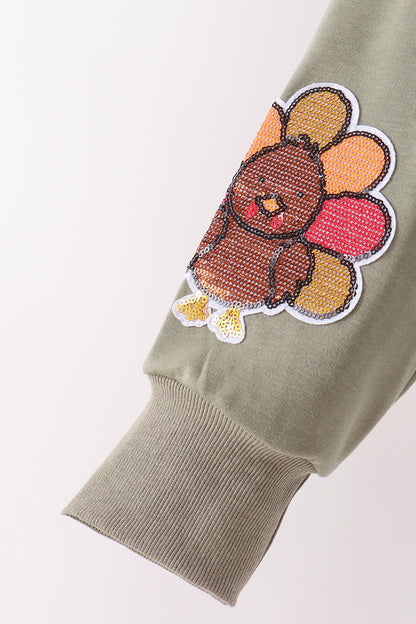 Green Turkey Sequin Mom & Me Top