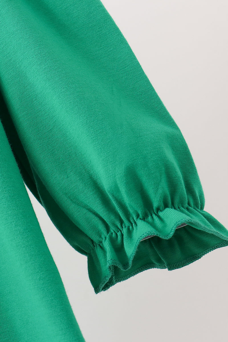 Green Christmas Tree Bow Appliqué Dress