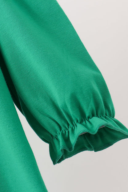 Green Christmas Tree Bow Appliqué Dress