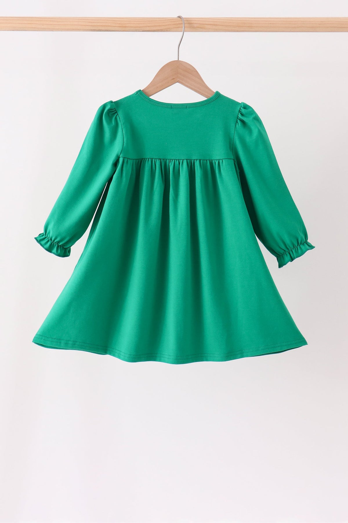 Green Christmas Tree Bow Appliqué Dress