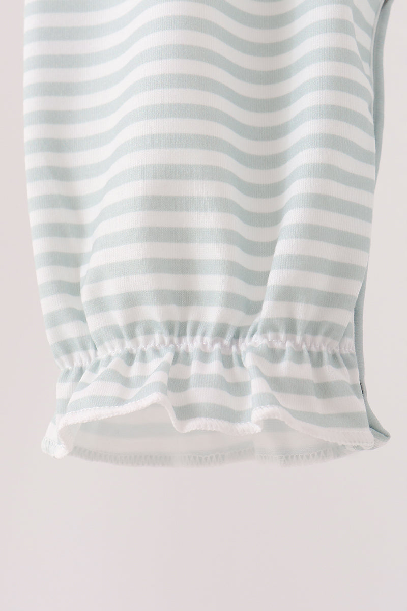Sage Santa Appliqué Stripe Romper