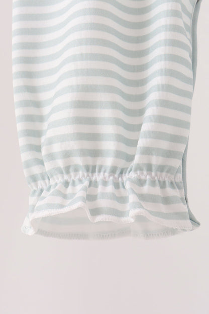 Sage Santa Appliqué Stripe Romper