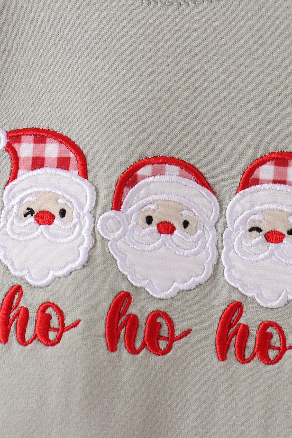 Sage Santa Appliqué Gingham Romper