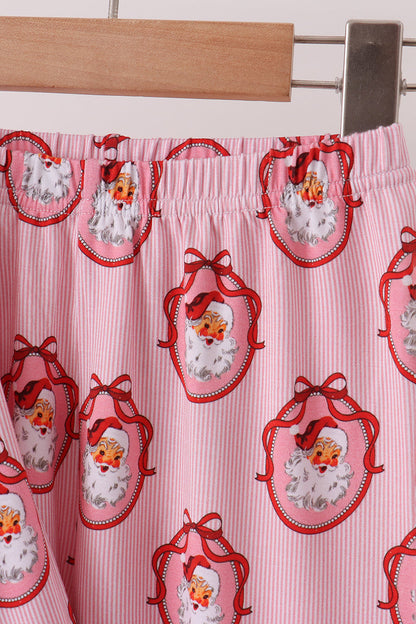 Pink Santa Claus Bamboo Ruffle Pajama Set