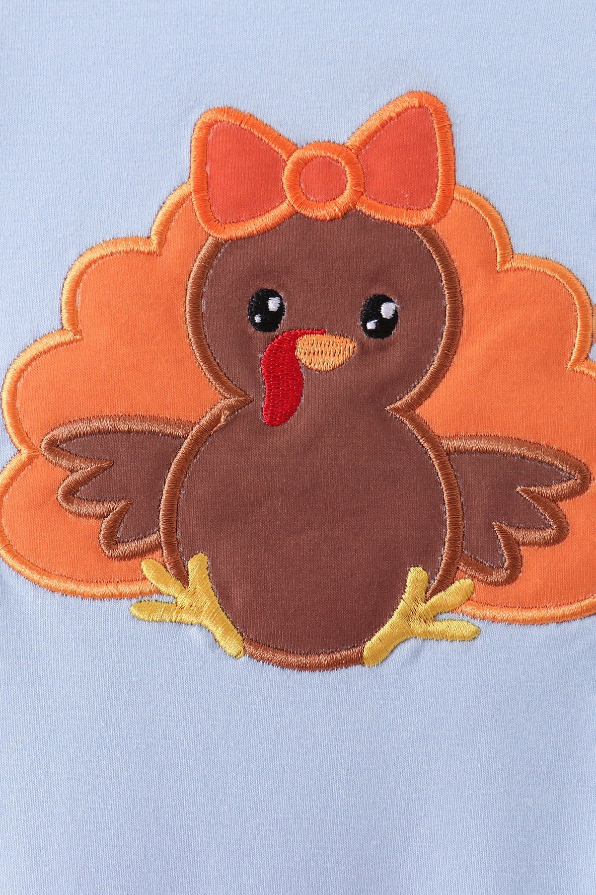 Blue Turkey Appliqué Ruffle Romper
