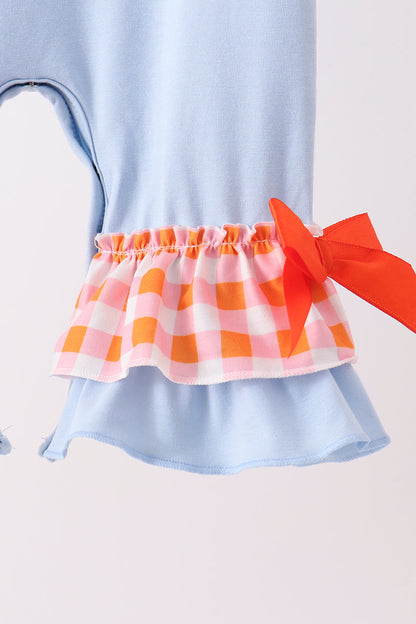 Blue Turkey Appliqué Ruffle Romper