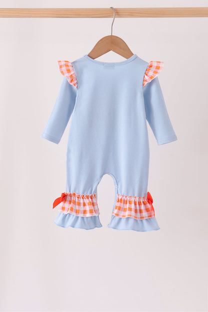Blue Turkey Appliqué Ruffle Romper