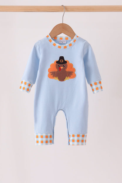 Blue Turkey Applique Romper