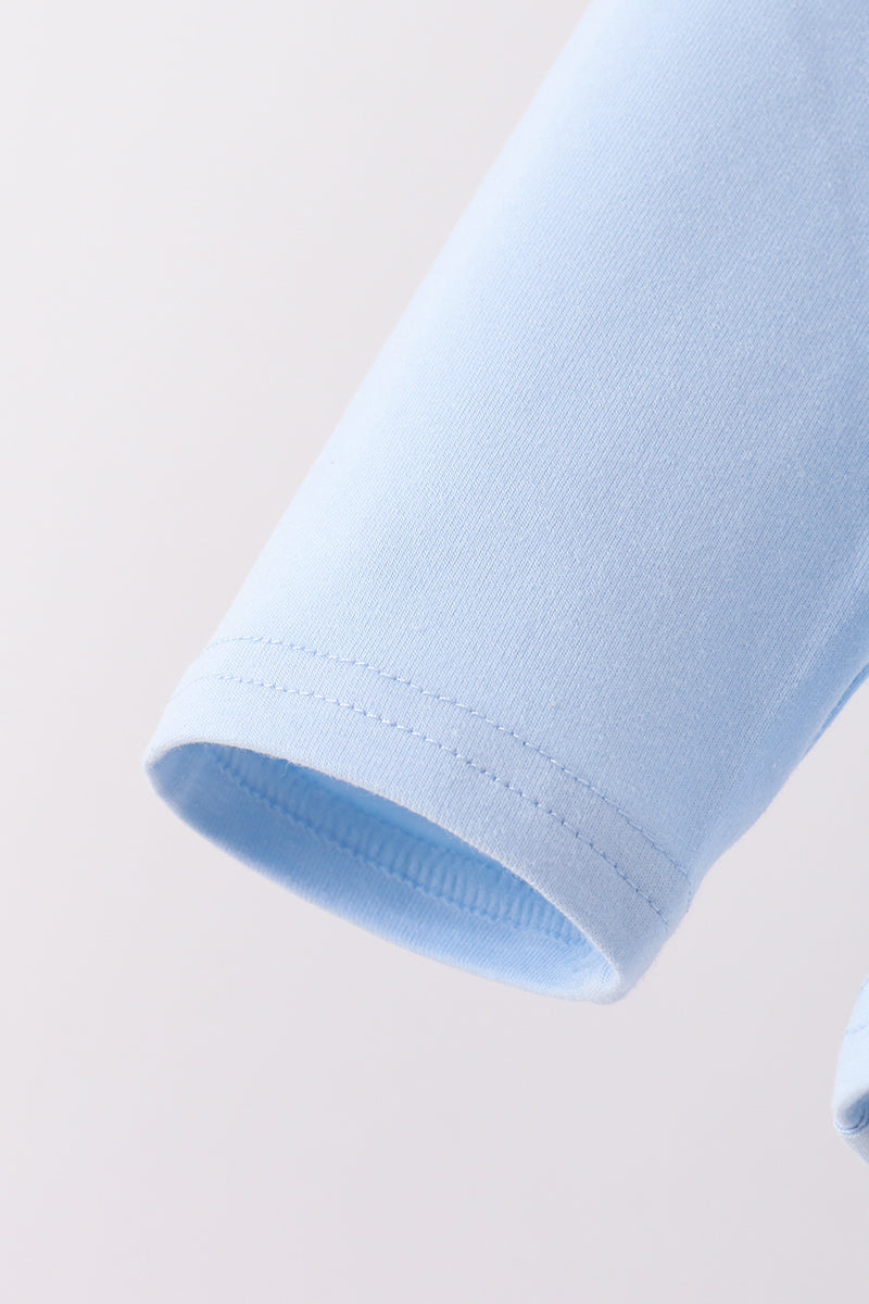 Blue Turkey Appliqué Gingham Pants Set