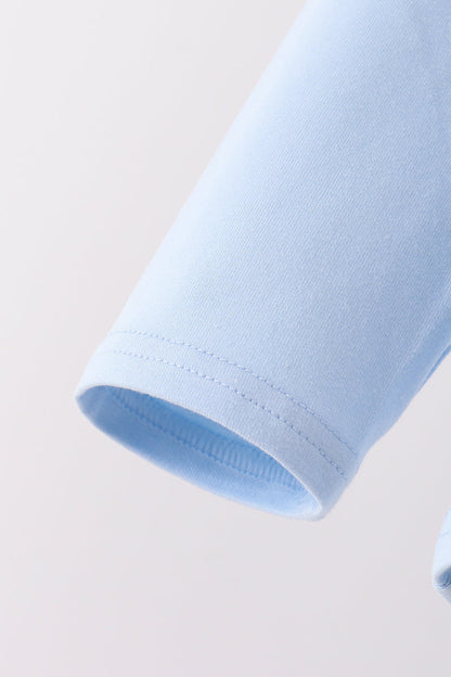 Blue Turkey Appliqué Gingham Pants Set