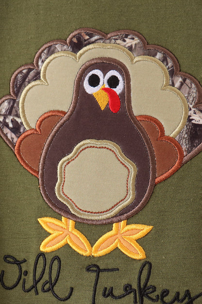 Forest Camouflage Turkey Appliqué Bubble