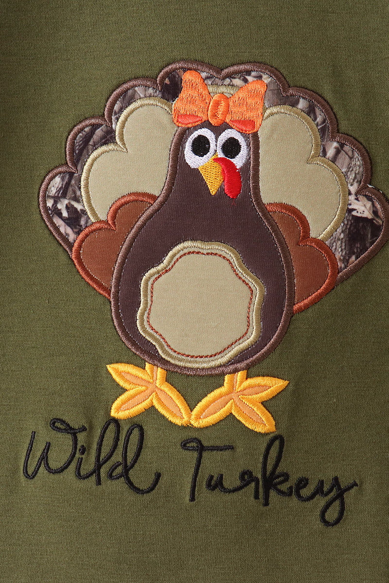 Forest Camouflage Turkey Appliqué Ruffle Pants Set