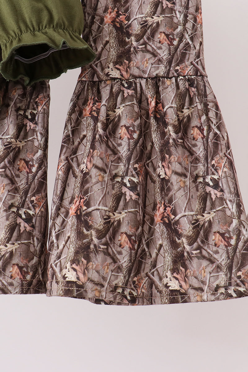 Forest Camouflage Turkey Appliqué Ruffle Pants Set