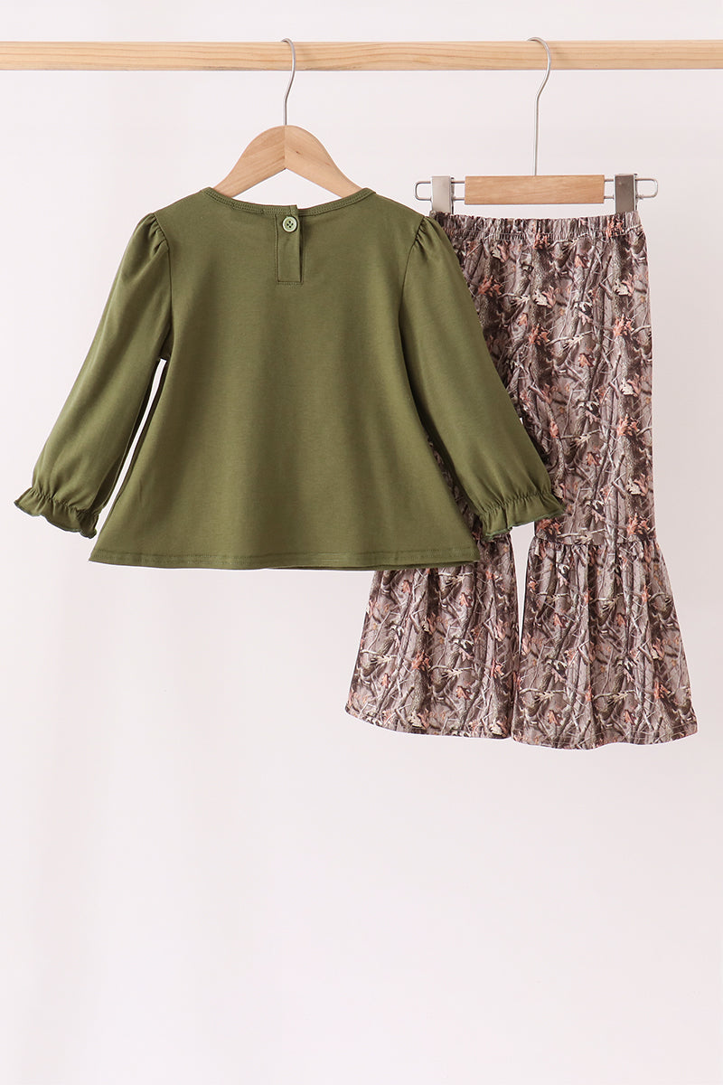 Forest Camouflage Turkey Appliqué Ruffle Pants Set