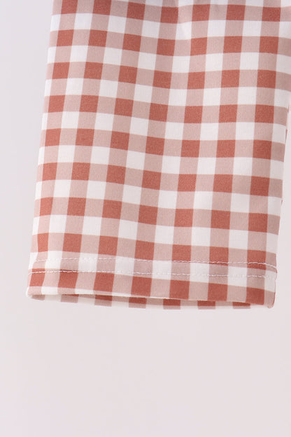 Blue Turkey Appliqué Gingham Pants Set
