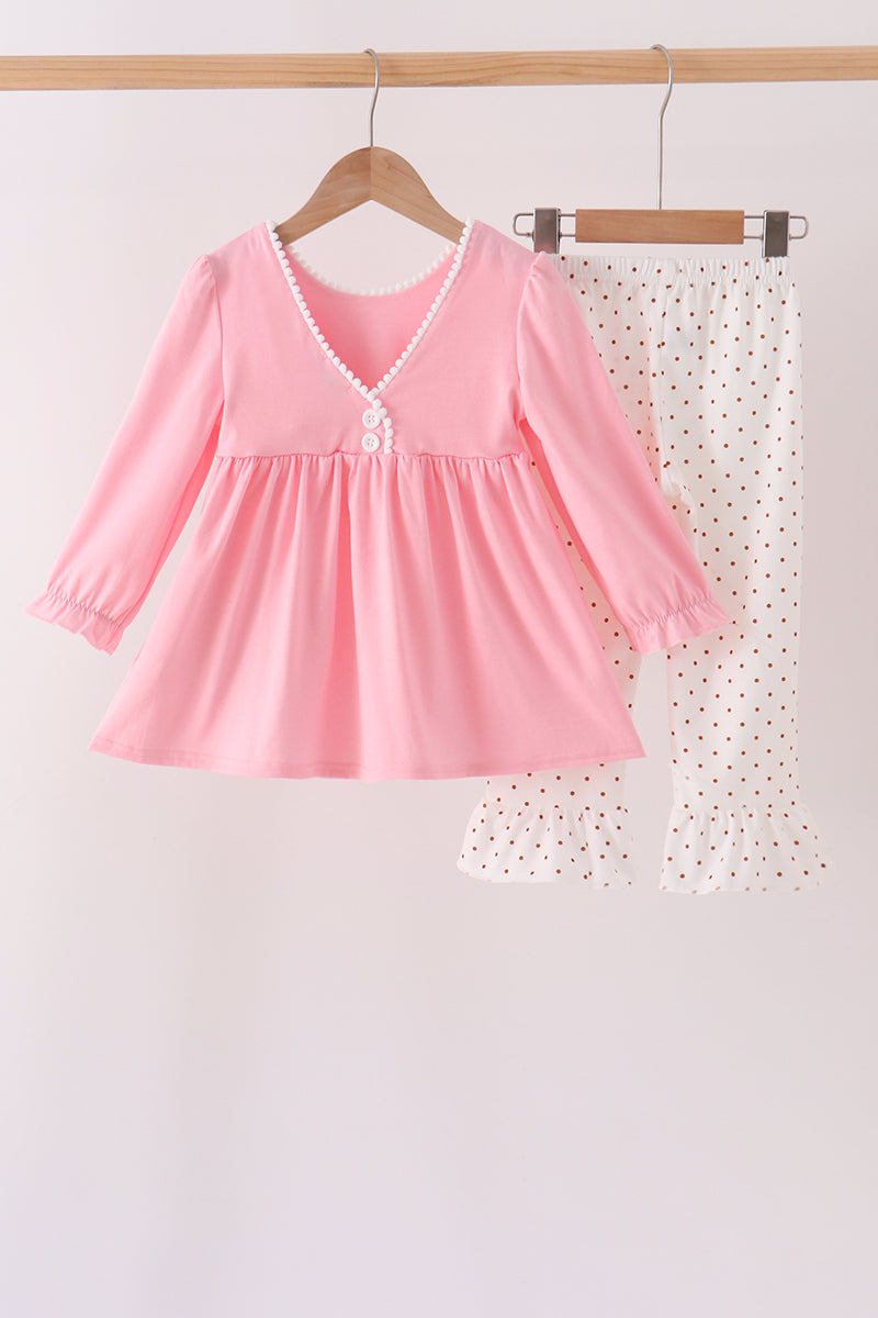 Pink Turkey Appliqué Ruffle Pants Set