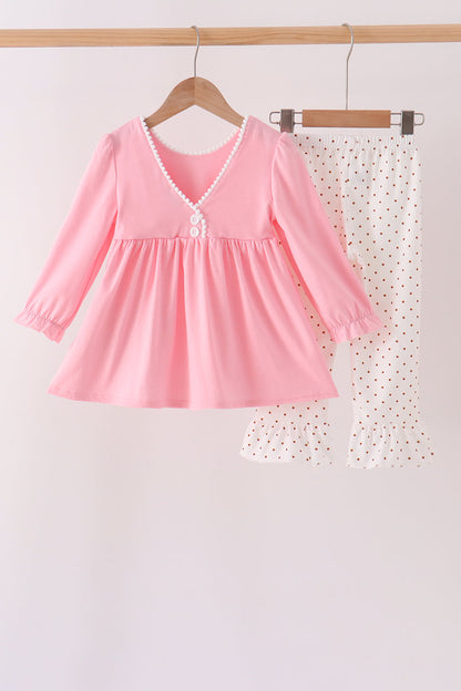 Pink Turkey Appliqué Ruffle Pants Set