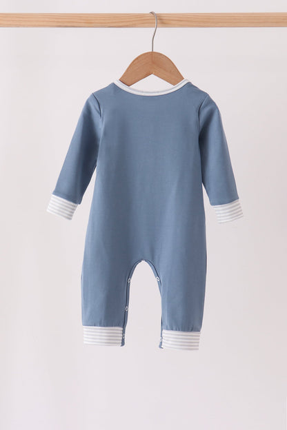 Teal Turkey French Knot Romper