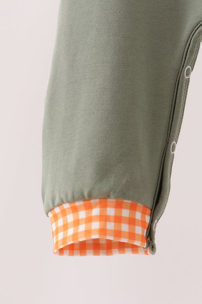 Green Goose Pumpkin Embroidery Romper